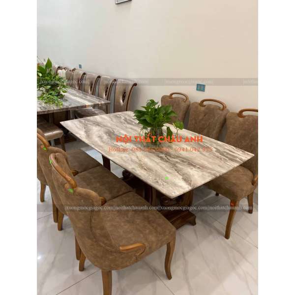 Bàn ăn mặt đá 6 ghế BA039